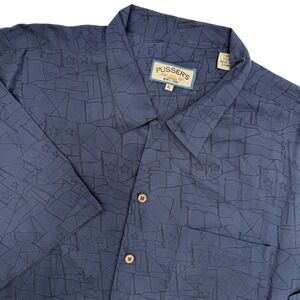 Pusser's Island‎ Style Silk Shirt XL Flags Stars Nautical Button Up Menswear